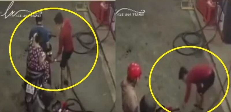 Clip người phụ nữ vứt tiền xuống đường trả tiền xăng gây phản cảm