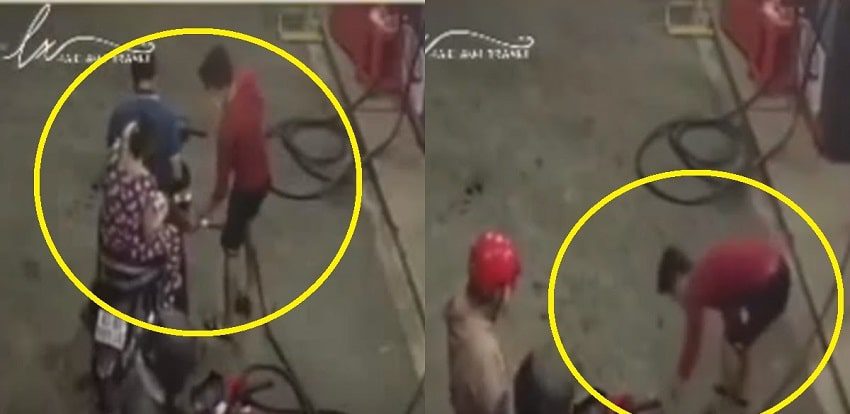 Clip người phụ nữ vứt tiền xuống đường trả tiền xăng gây phản cảm
